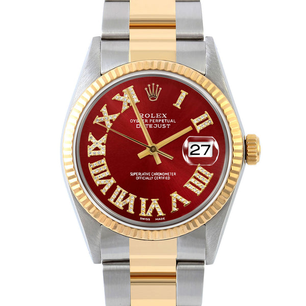 Rolex Day-Date 36mm 18238 Custom Red Full Diamond Roman President Custom  1ct Diamond