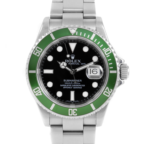 Rolex Kermit Submariner 16610LV Automatic Chronometer Black Dial Men's Watch