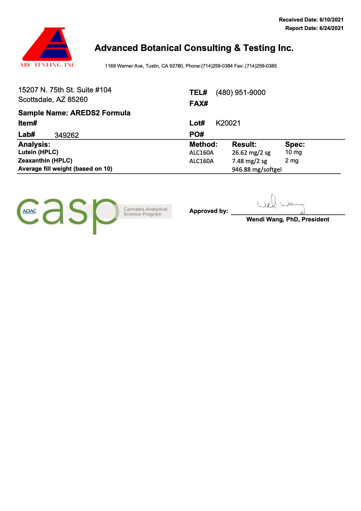 Lab results