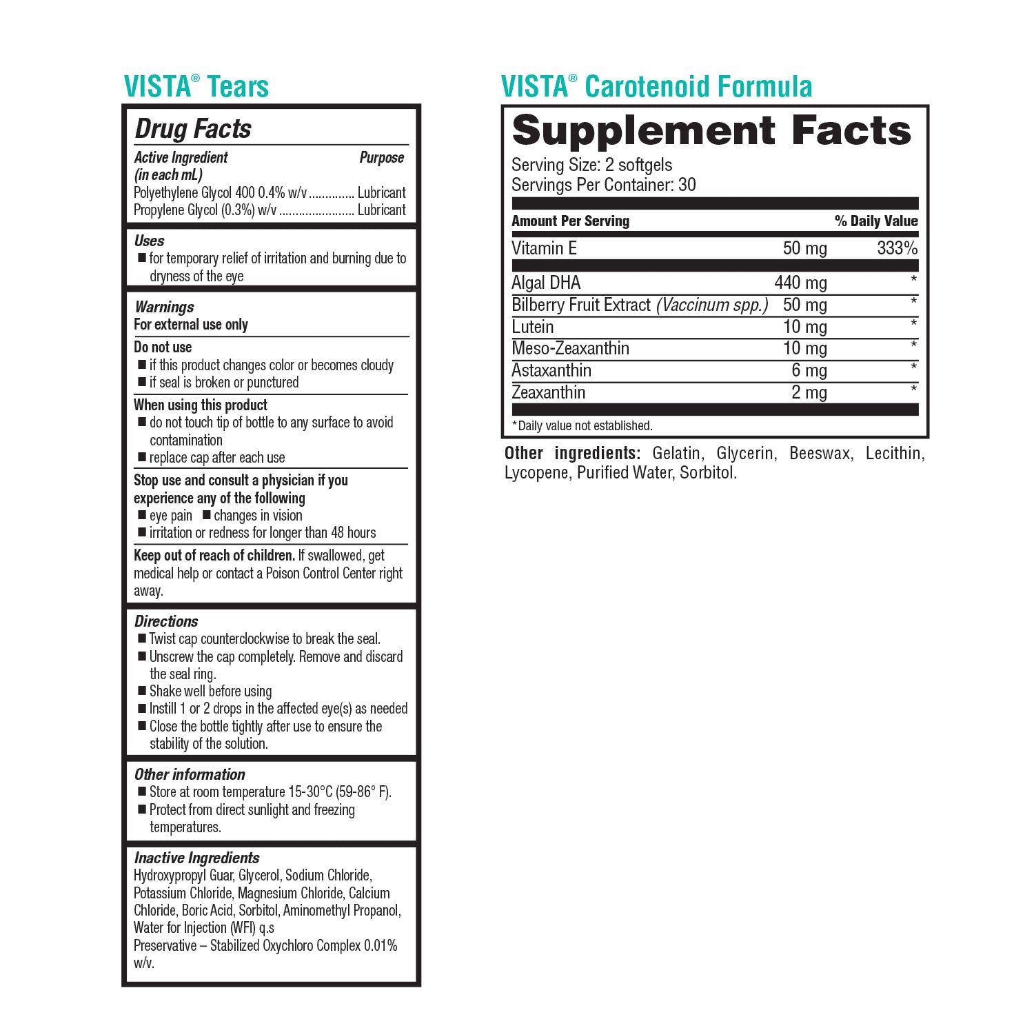 Ingredients and nutritional facts