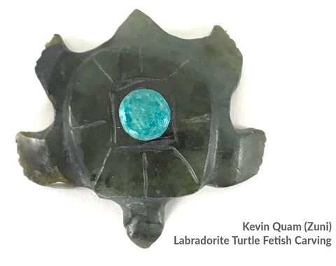 Kevin Quam Labradorite Turtle Fetish Carving