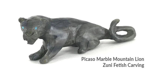 Picaso Marble Mountain Lion Fetish Carving