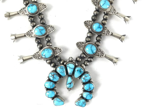 Number 8 Turquoise Squash Blossom Necklace | Ernest Roy Begay – Samsville  Gallery