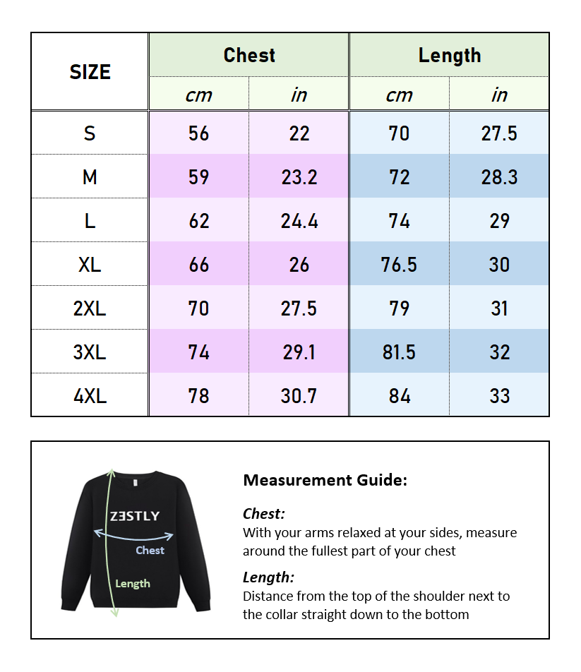 ZESTLY-Sweatshirt-Size Chart