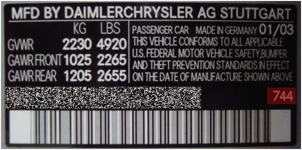 Newer models will have the paint code in the driver’s door jamb. Will start with a C_ _ _