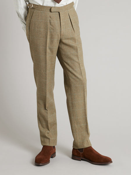 A.PRESSE Tweed Two Tuck Trousers Brown-