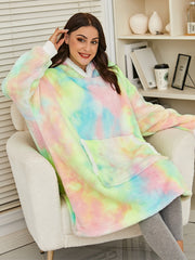 Oversized Hoodie Sweatshirt Women Tie Dye Hoodies Fleece Giant Wearable Blanket With Sleeves Winter Pullover Sudaderas Mujer