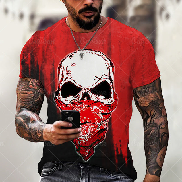 Summer New Skull Print 3D Personality T Shirts For Men/women Sportswear Harajuku Casual Tops Male Oversized Tops Tees XXS-6XL