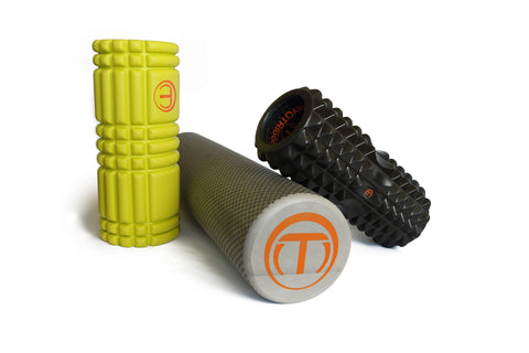 Three foam rollers in different colors and sizes - Fluid X