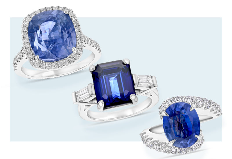 Three of our Blue Sapphire Engagement Rings