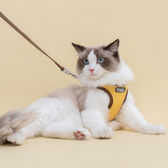 Tuff Hound 貓狗通用透氣網布 胸背套裝 黃