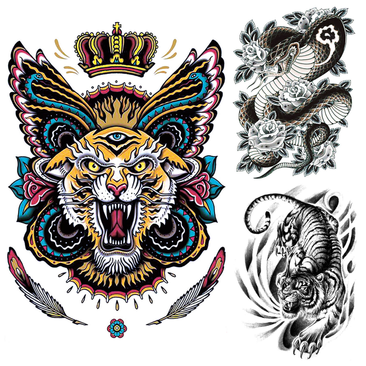 Full back for Men Tiger Snake design Tattoo Sticker – glaryyears tattoos