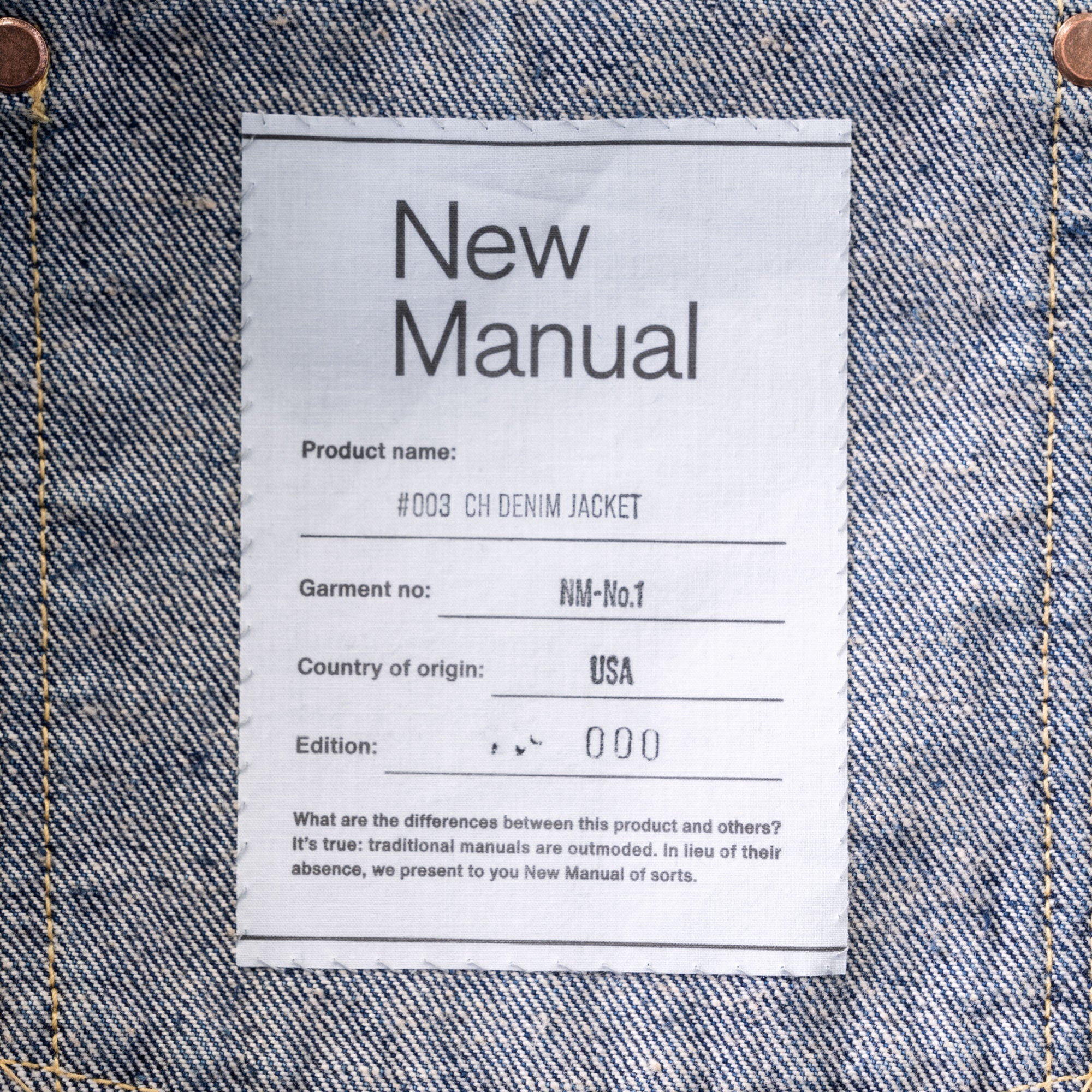 New Manual #003 CH JACKET DENIM 新品未開封 アウター | mamicrolight