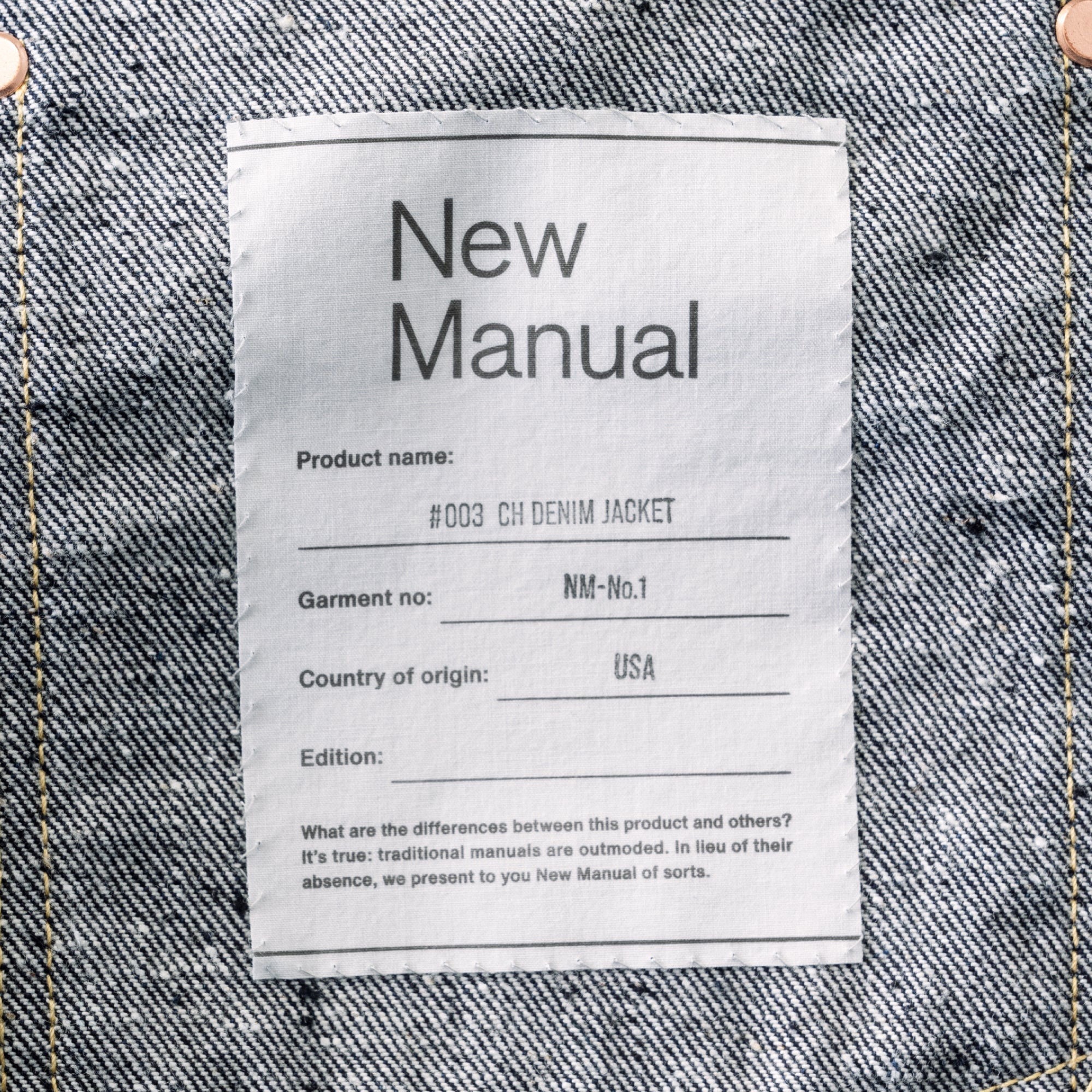 New Manual #003 CH DENIM JACKET デニムジャケット