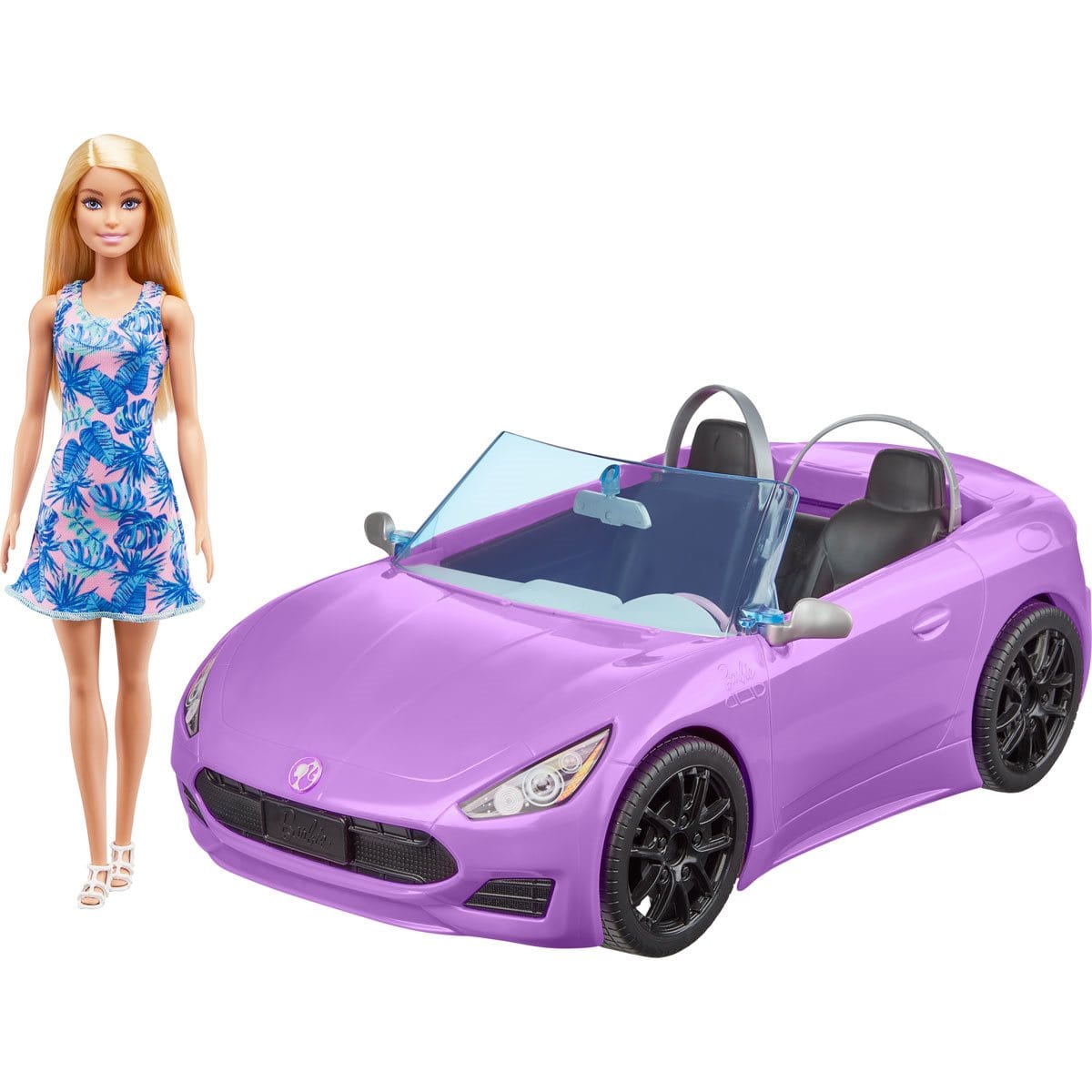 Barbie Pink Convertible 2-Seater Vehicle with Rolling Wheels and Barbi