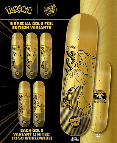 Pokemon x Santa Cruz Limited Edition Gold Skateboard Decks