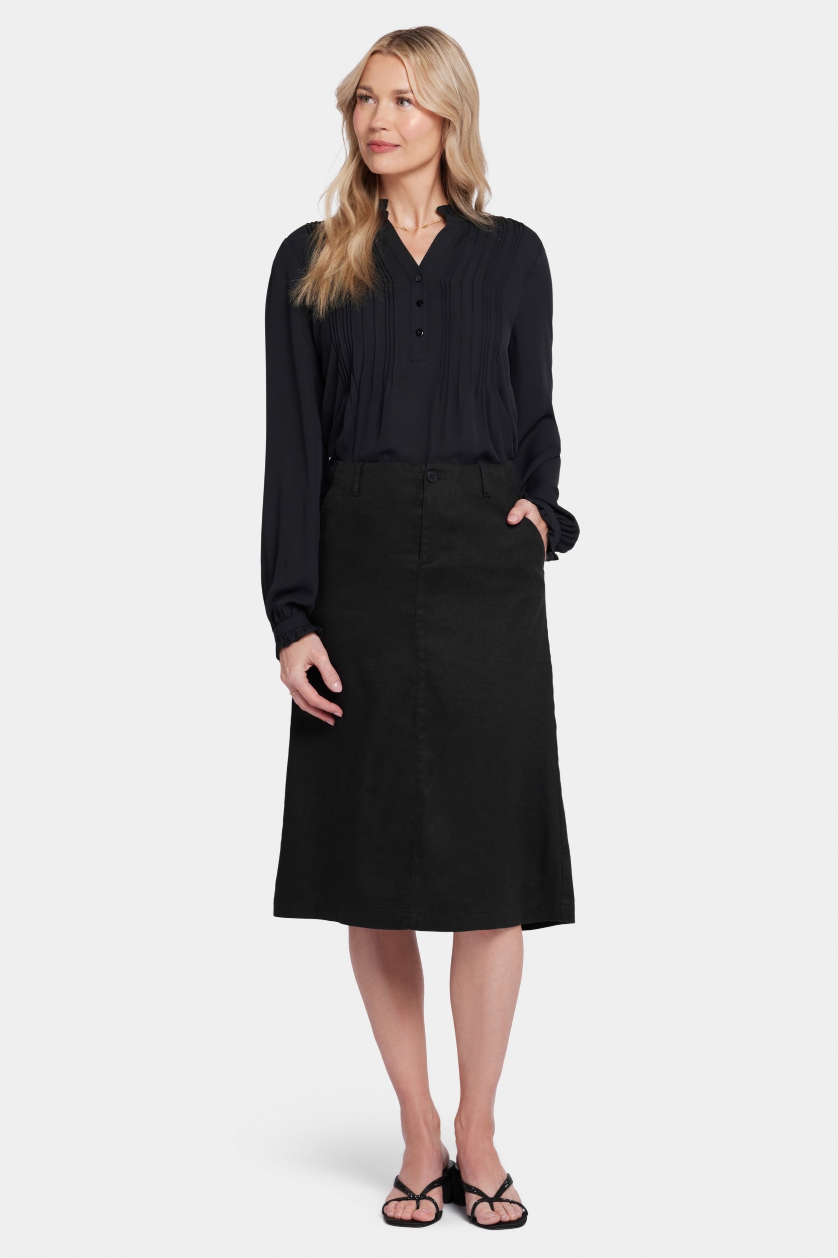 marilyn a-line skirt lin extensible noir | black
