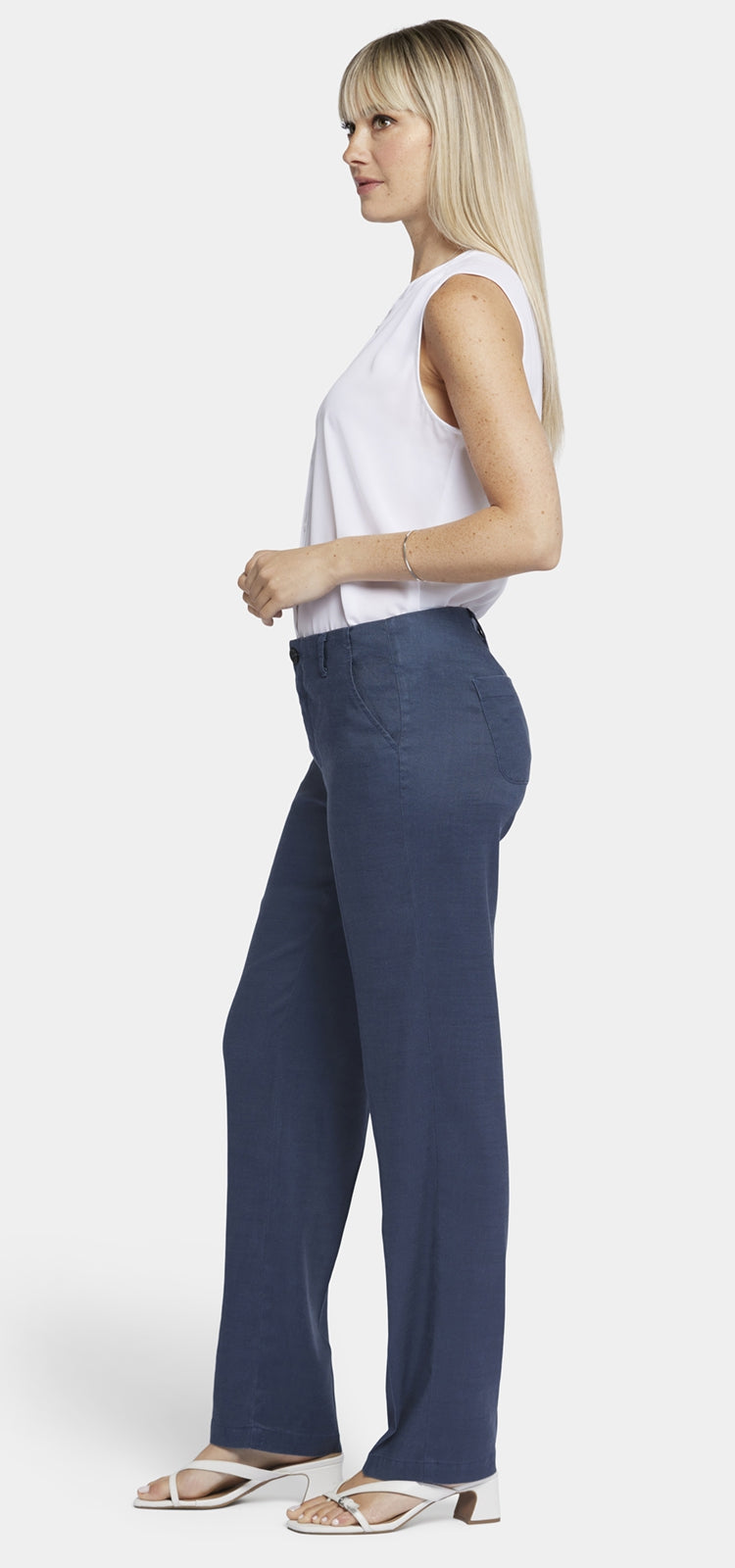 NYDJ Marilyn Trouser Donkerblauw Stretch Linnen | Oxford Navy