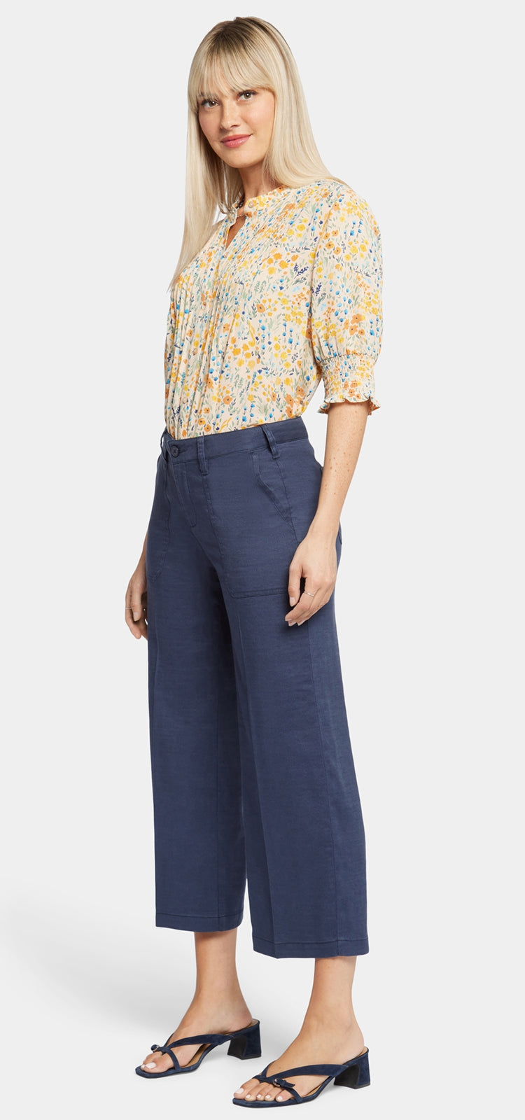 Wide Leg Cropped Capri Trouser Donkerblauw | Oxford Navy