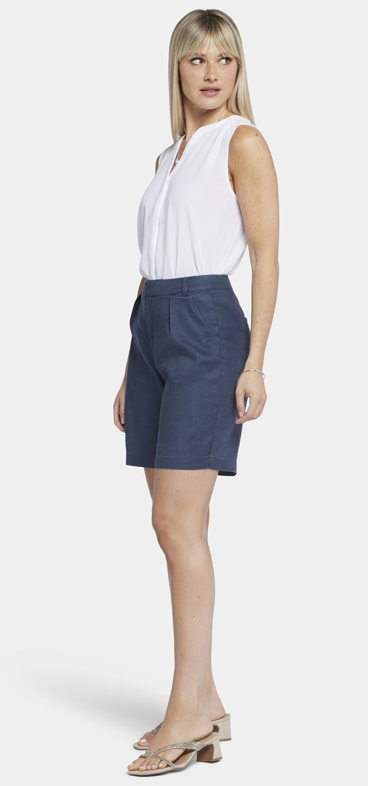 NYDJ Relaxed Short Donkerblauw Stretch Linnen | Oxford Navy