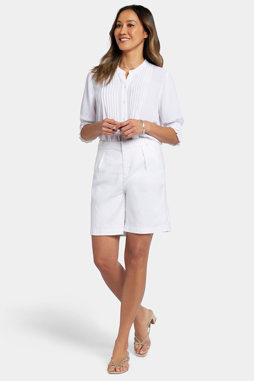 Short Wit Stretch Linnen | Optic White afbeelding