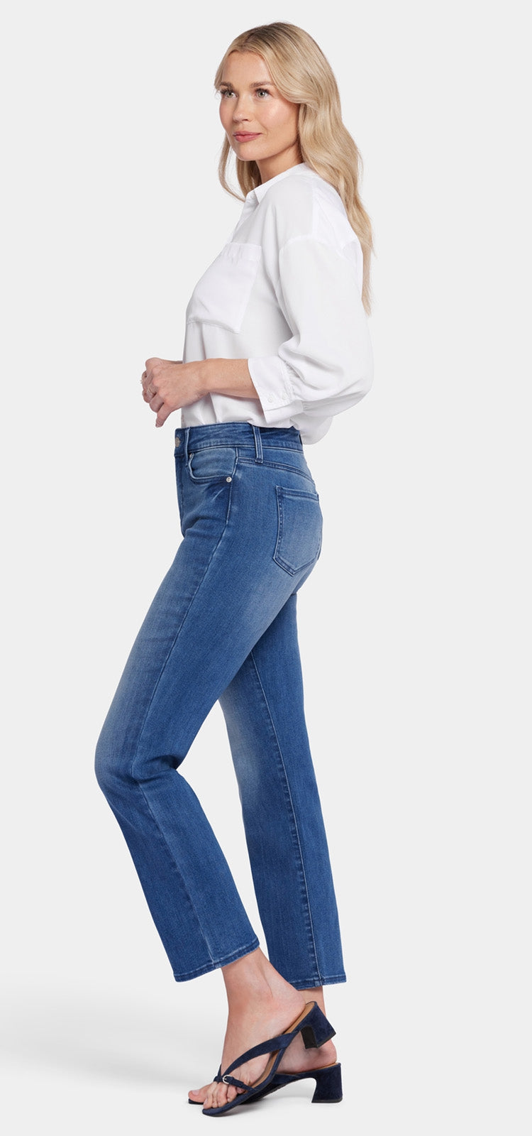 High Rise Marilyn Straight Ankle Jeans Mediumblauw Premium Denim | Blue island