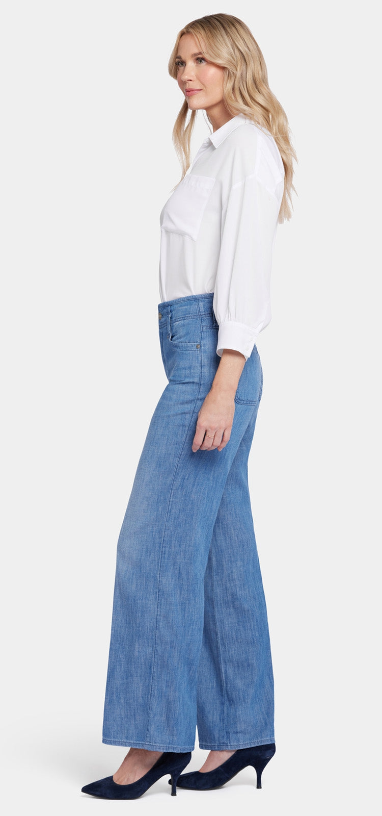 High Rise Teresa Wide Leg Jeans Mediumblauw Premium Denim | Corfu