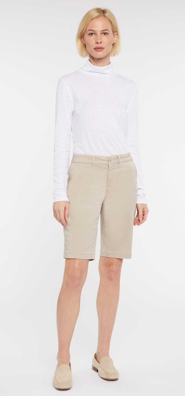 bermuda short stretch twill beige | feather