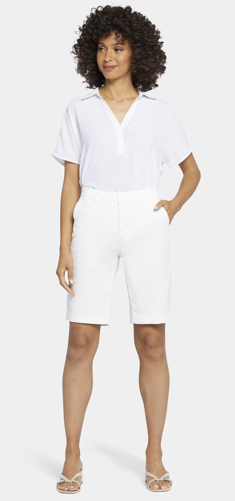 bermuda short stretch twill blanc | optic white