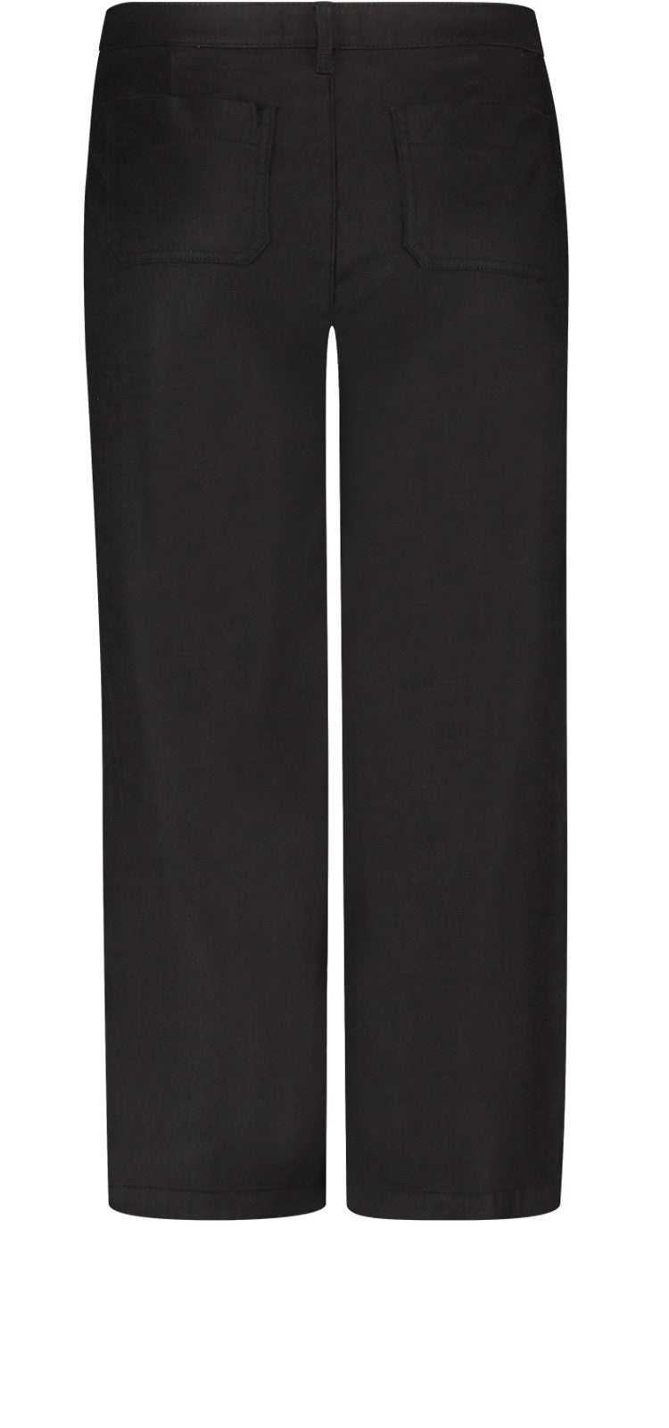 High Waisted Wide Leg Ankle Trouser Zwart Stretch Linnen | Black