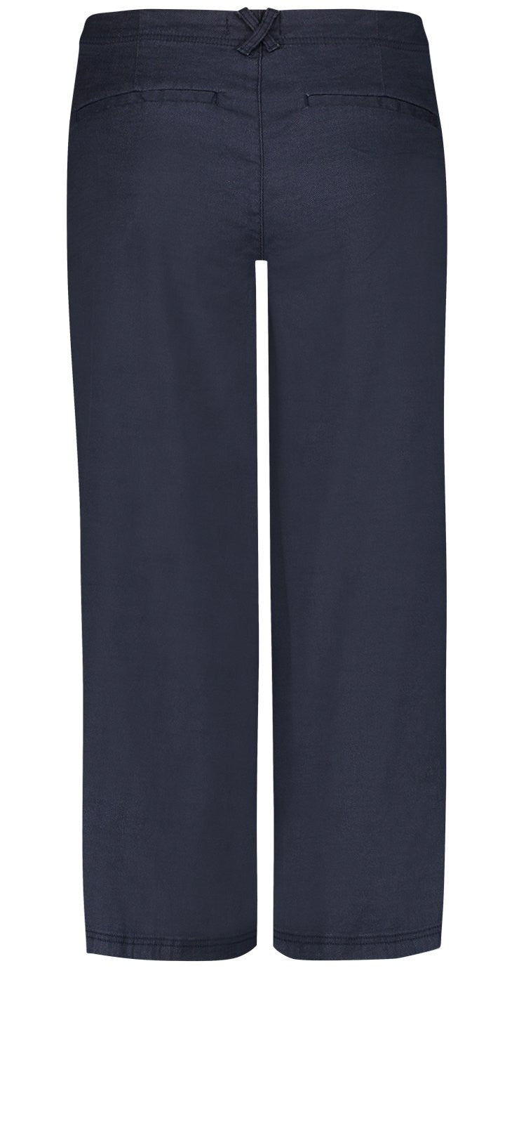 Wide Leg Crop Blauw Stretch Linnen | Oxford Navy