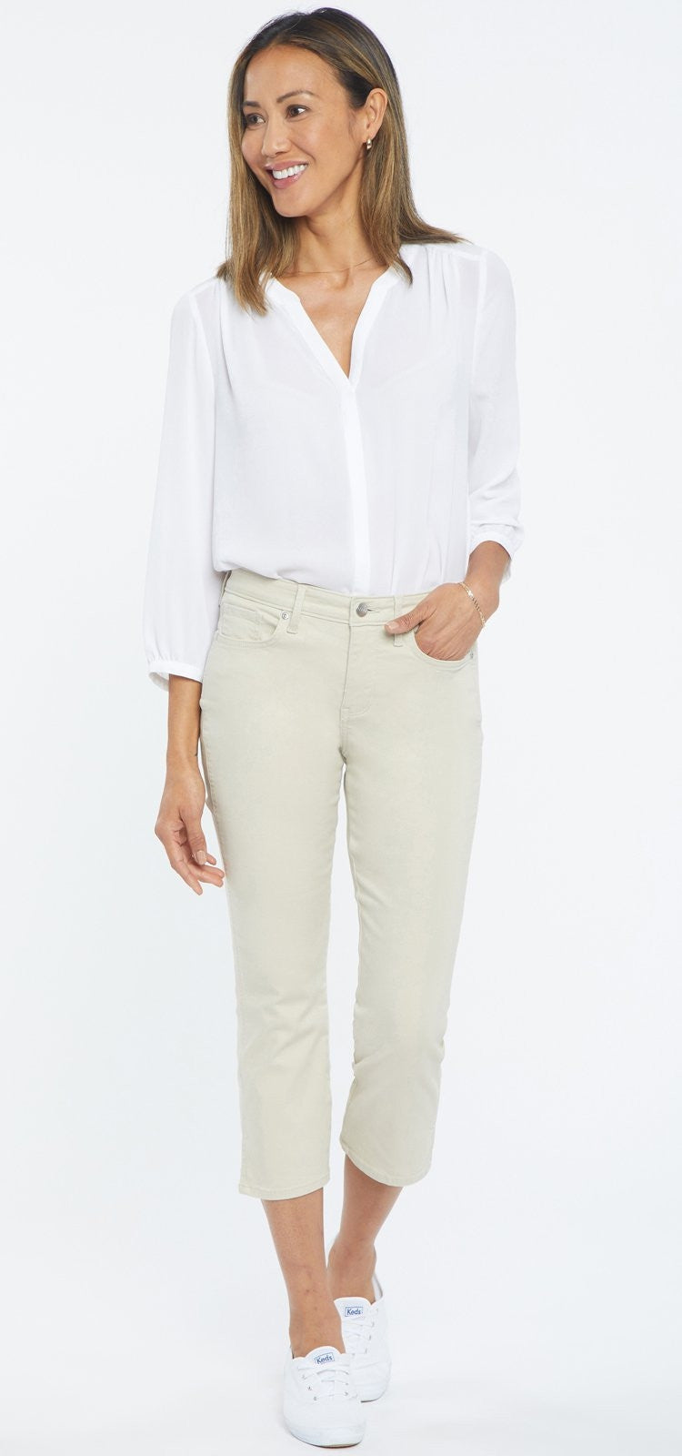 Chloe Capri Jeans Premium Denim Beige | Feather