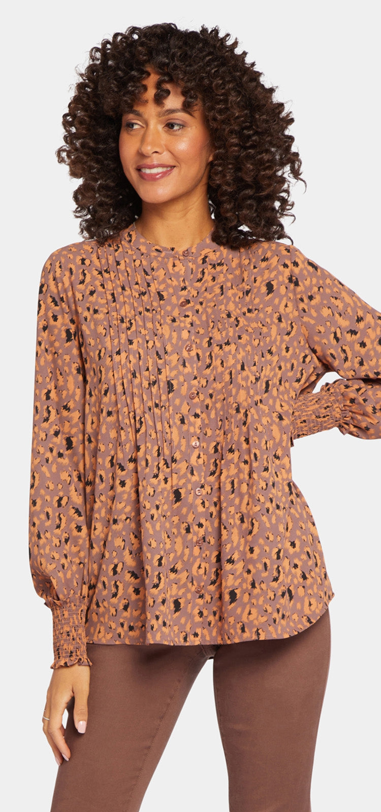 Pleated Peasant Blouse Meerkleurige print | Caramel Cat