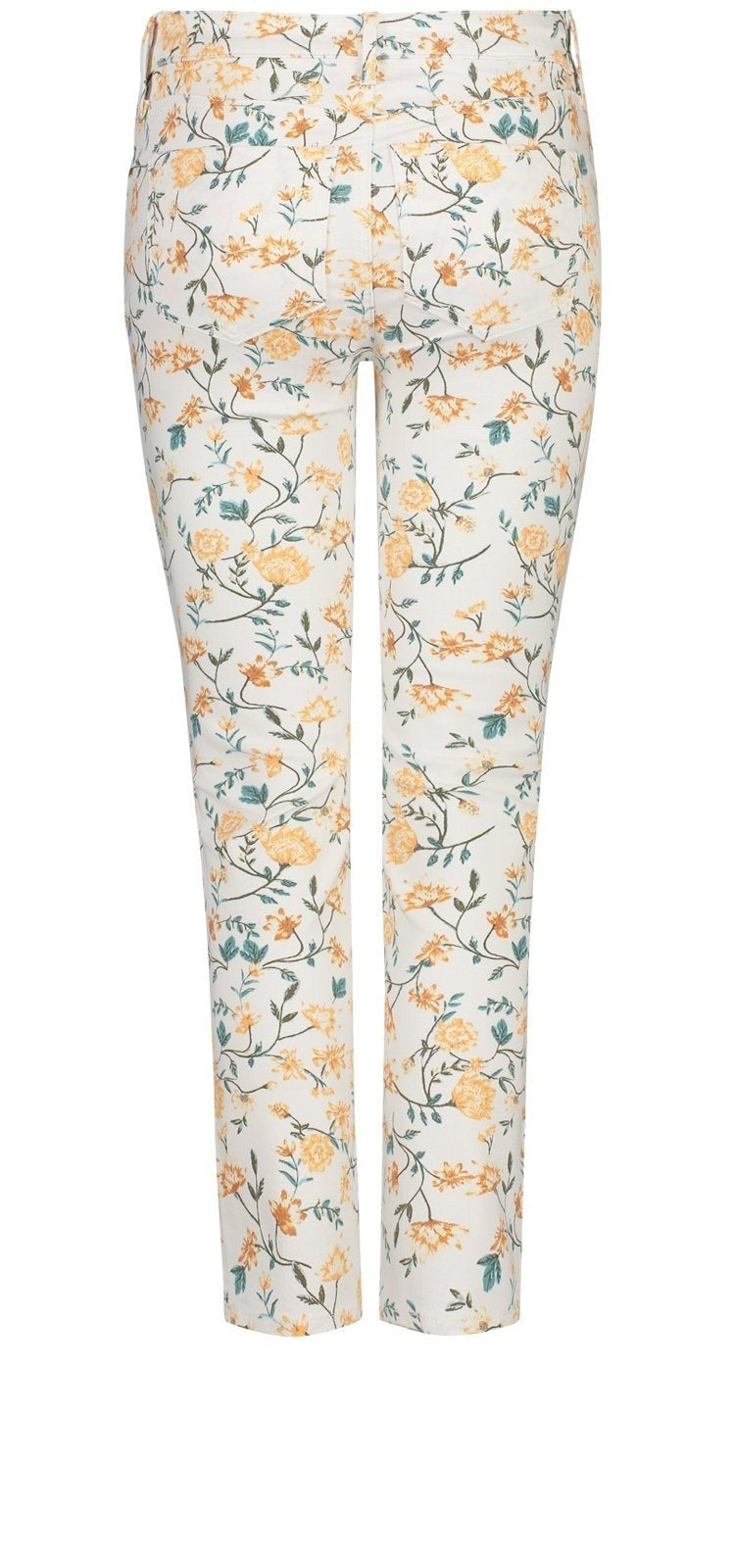 Sheri Slim Ankle Jeans Printed Premium Denim | Zinnia Arrangement Marigold