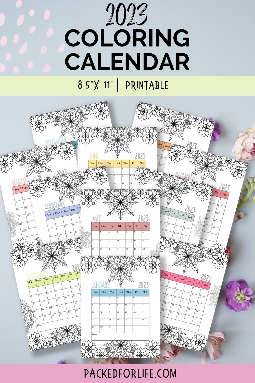 2023 Printable Coloring Calendar – Packed for Life