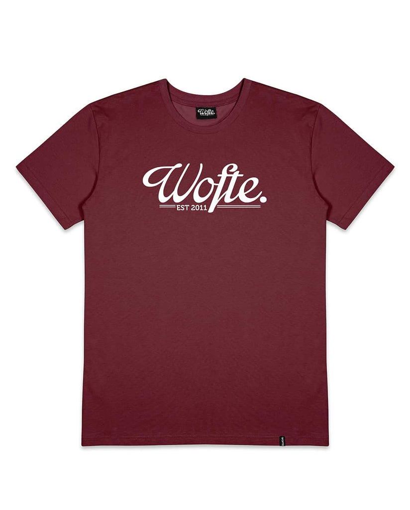 minimal maroon t-shirt