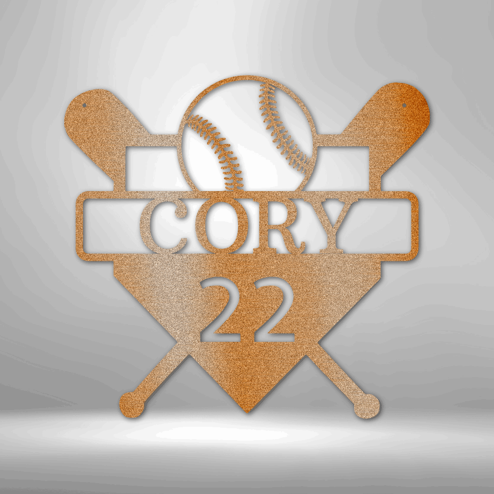 Custom Baseball Monogram - Metal Sign - My Treasured Keepsakes product image