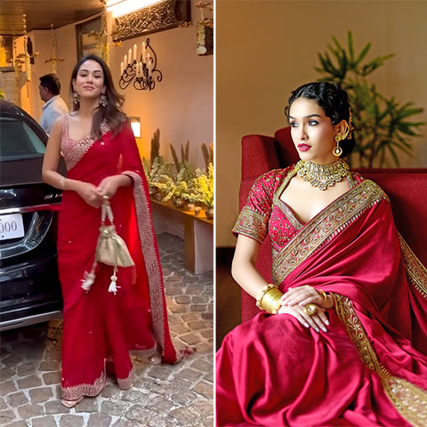 Mira Kapoor in Blood Red Saree