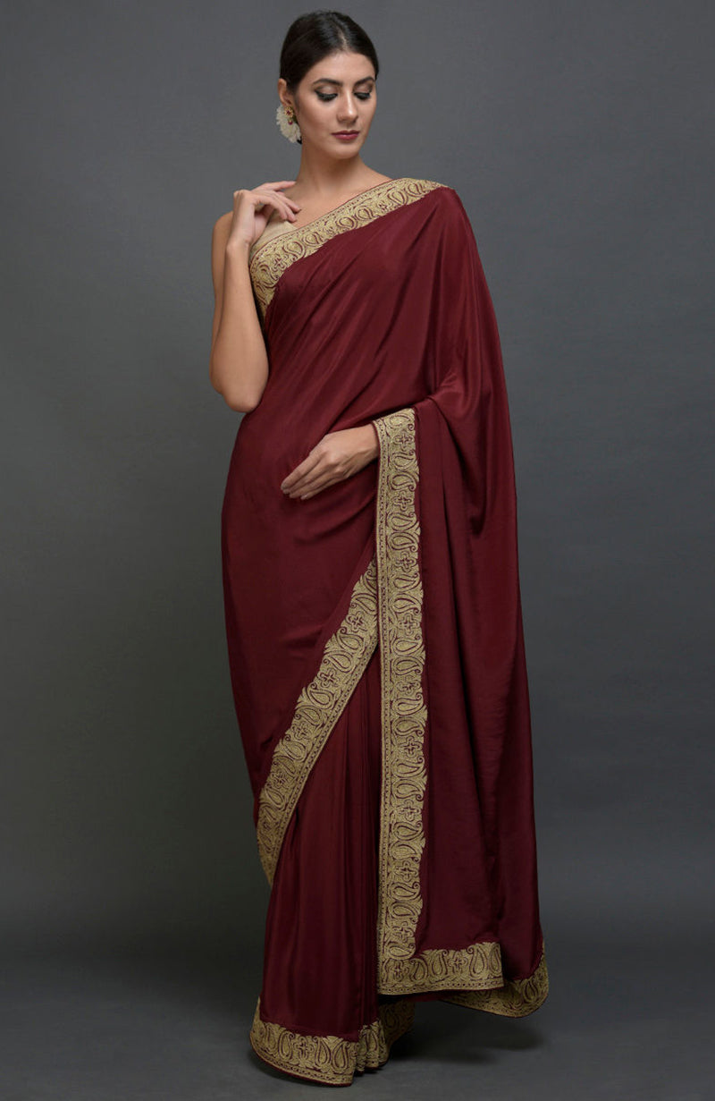 White Red Italian Crepe Sarees Get Extra 10% Discount on All Prepaid T –  Dailybuyys