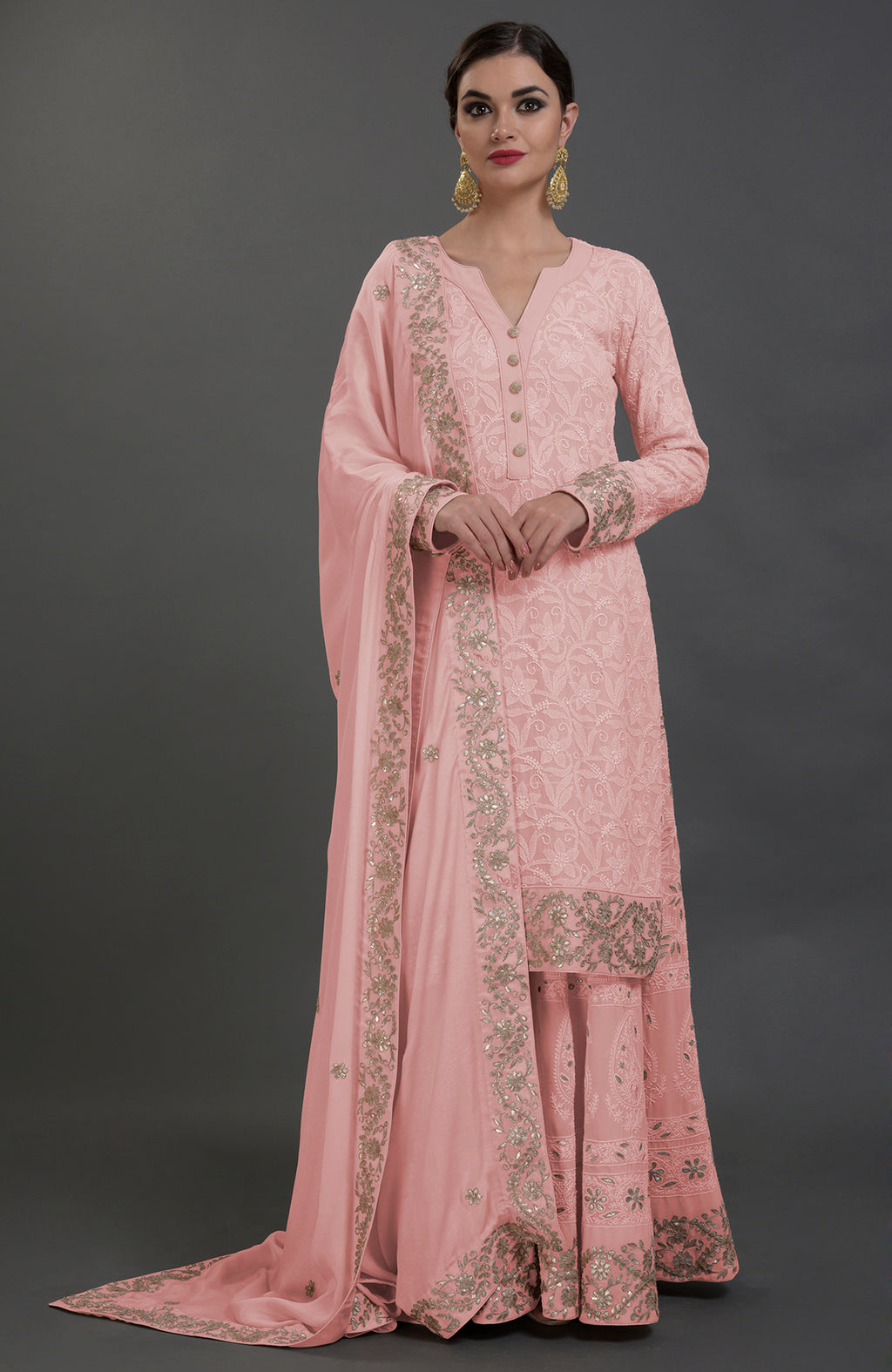 Chikankari & Gota Patti Hand Embroidered Sharara Suit – Talking Threads