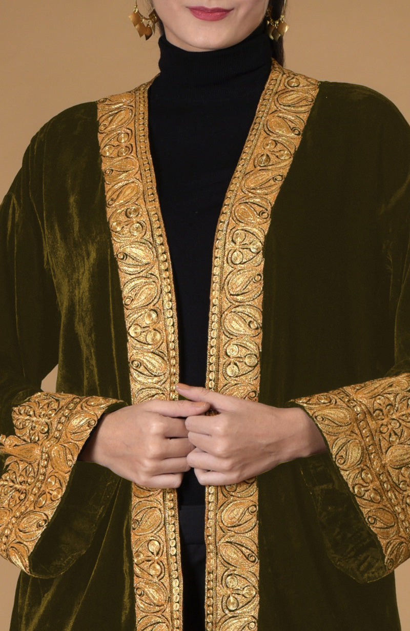 Plum Kashmiri Kashidakari Hand Embroidered Kimono Jacket – Talking Threads