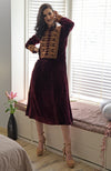 Rose Maroon Gold Kashmiri Tilla Embroidered Dress