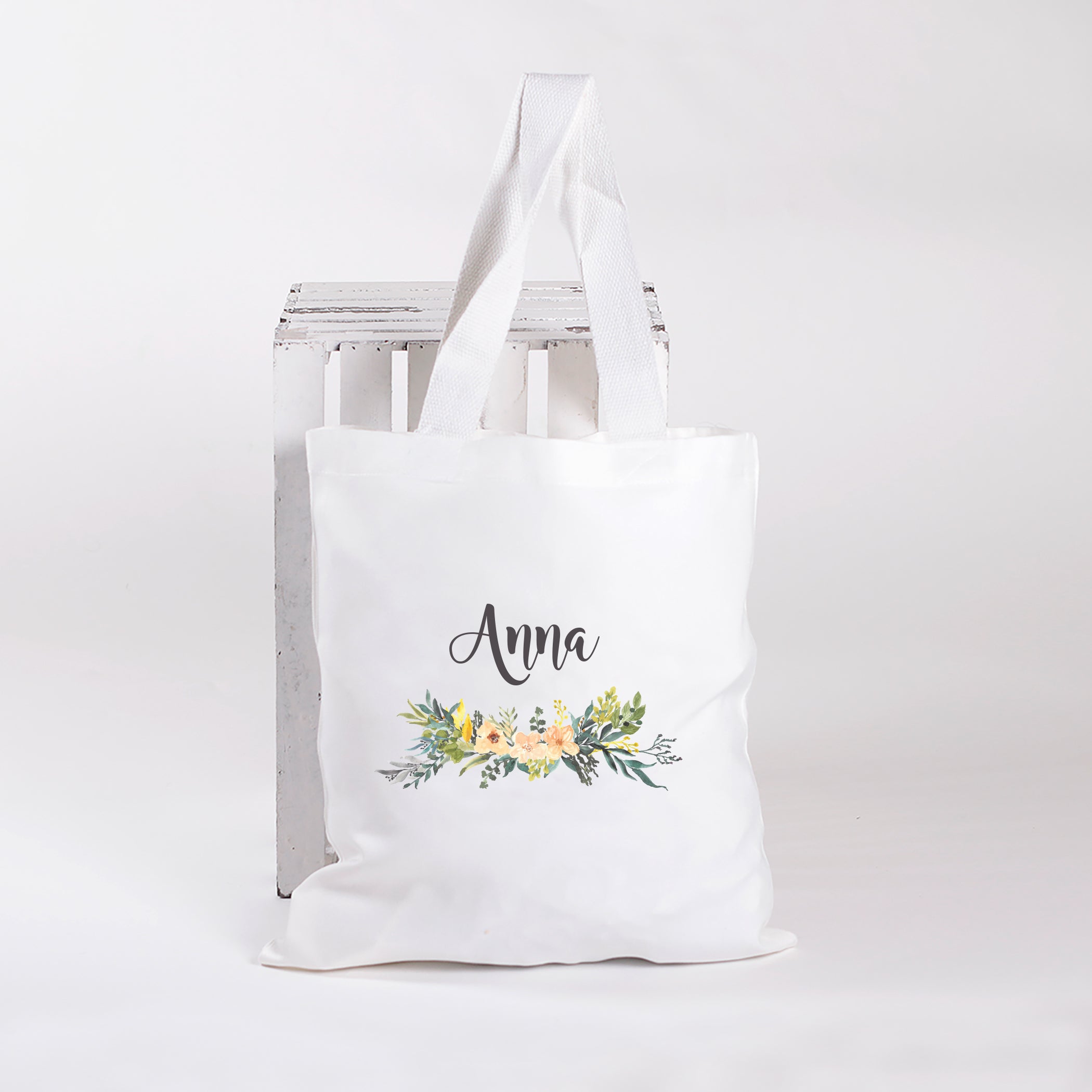 Event Blossom Personalized Spring Rose Design Tote Bag w/ Script Name