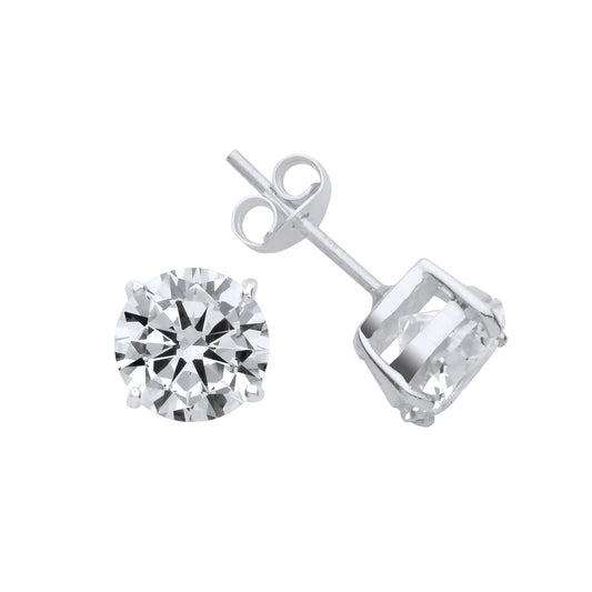 Silver 8mm White Cubic Zirconia Stud Earrings The Jewellery Superstore