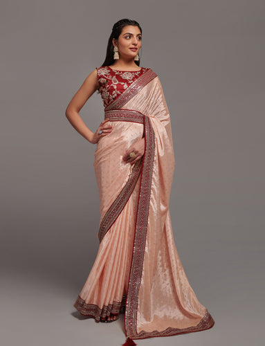 Crush Chinon Half and Half Saree with Heavy Multi Sequins Work Blouse With Waist  Belt - THE52 - 4122325