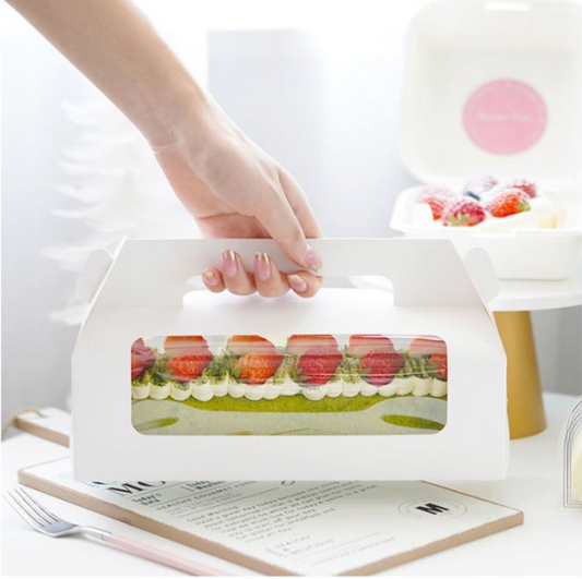 Clear Small Swiss Roll Box With Handle - 14x10x7.3cm – Sweet Treats  Packaging