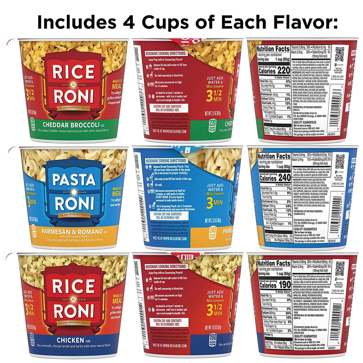 PASTA RONI Quaker Rice a Roni Cups Individual Cup, 3-Flavor Variety Pa –  Pete's Grocery & Gourmet