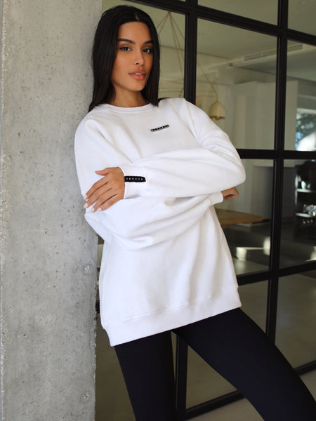 white oversize jumper