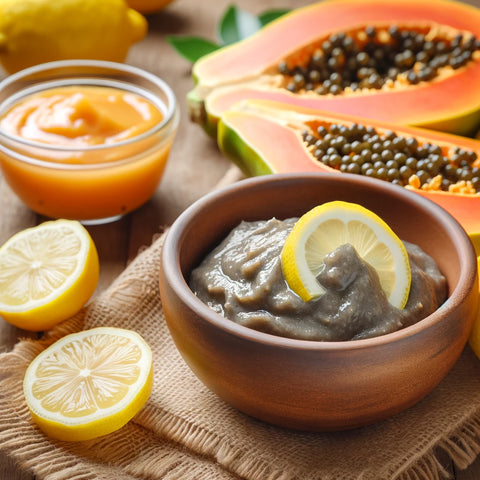 Homemade papaya and lemon facial masks.