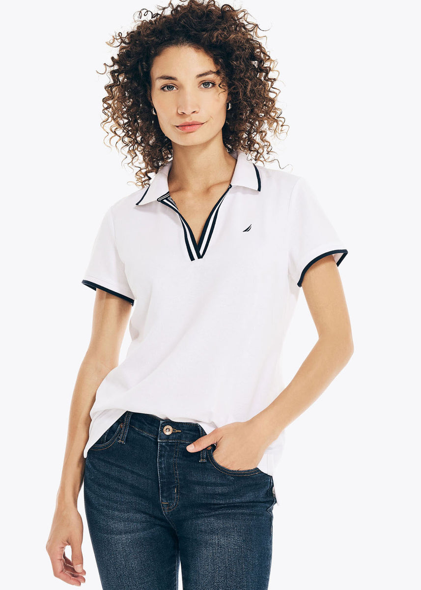 Buy SUSTAINABLY CRAFTED OCEAN SPLIT-NECK POLO in BLACK, Dubai, UAE